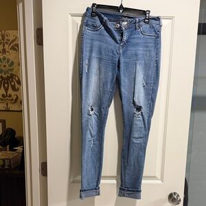 Maurices Light Blue Distressed Skinny Jeans